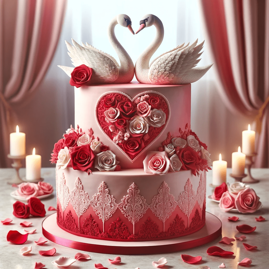 کیک عاشقانه قوی سفید